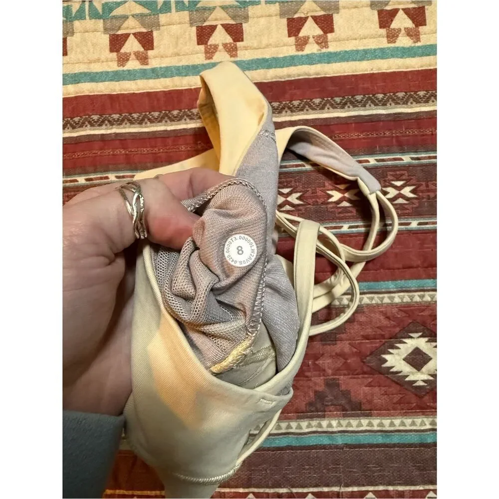 Lululemon light yellow Strappy Sports Bra size 8